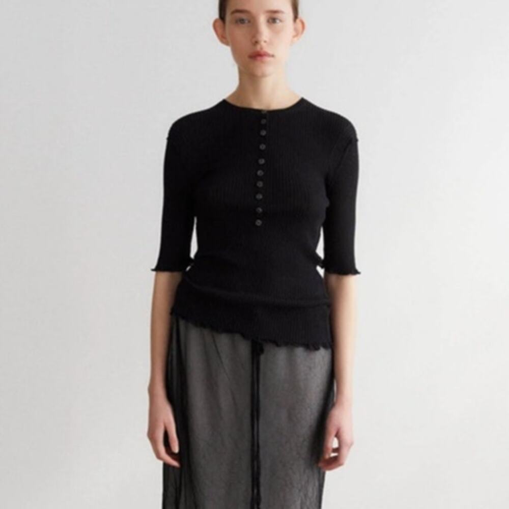 RUS Pane Shirt Ribbed Italian Yarn Black